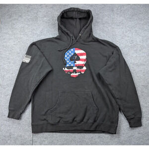 Zero Foxtrot Hoodie Mens 2XL Skull Graphic Military Patriotic Grunge Pullover